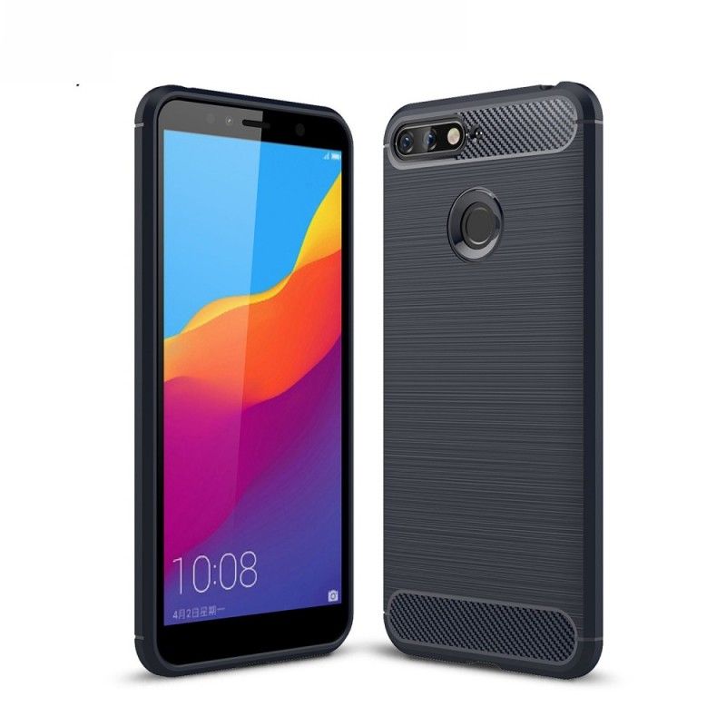 Cover Hoesje Honor 7A Rood Telefoonhoesje Geborsteld Koolstofvezel