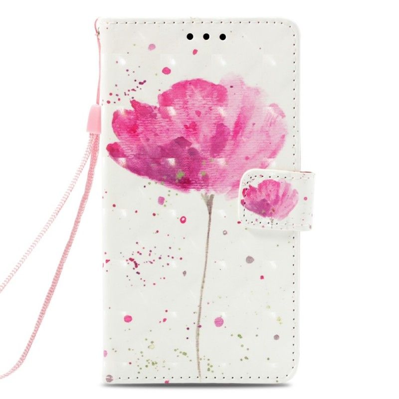 Leren Hoesje Honor 7A Telefoonhoesje 3D Aquarel Klaproos