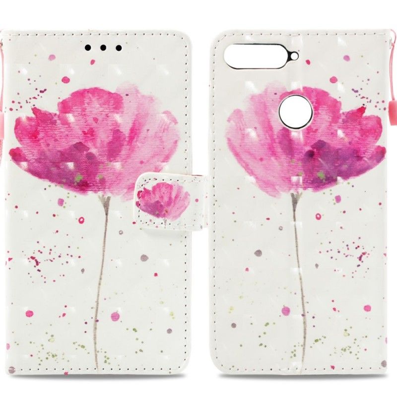 Leren Hoesje Honor 7A Telefoonhoesje 3D Aquarel Klaproos
