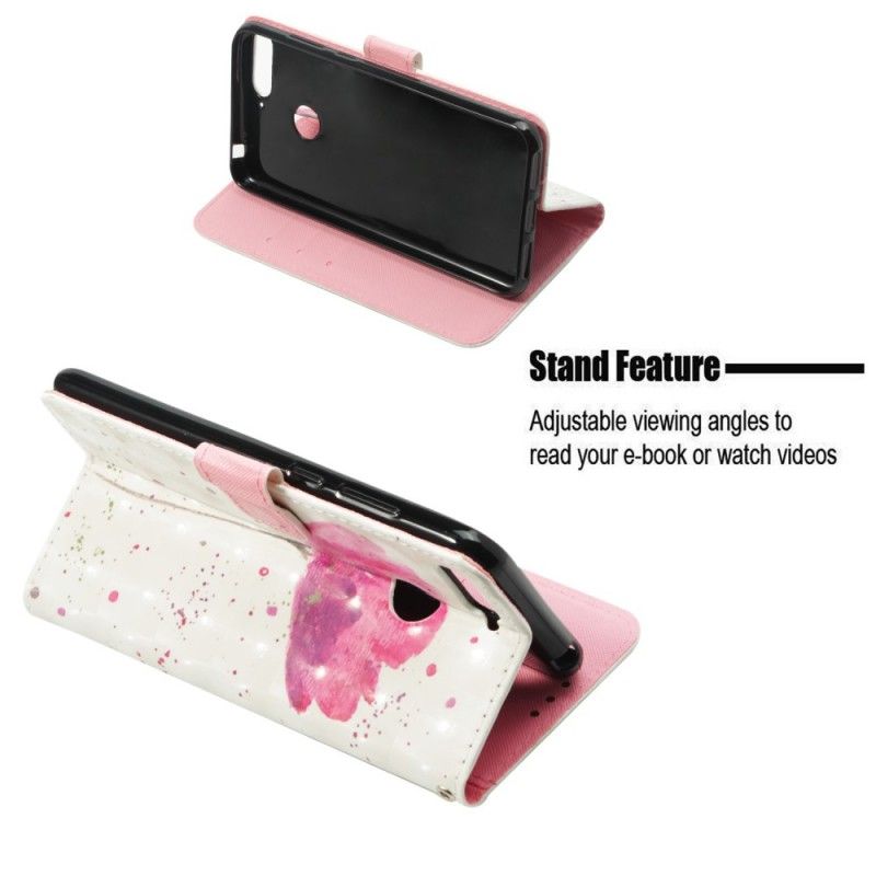 Leren Hoesje Honor 7A Telefoonhoesje 3D Aquarel Klaproos