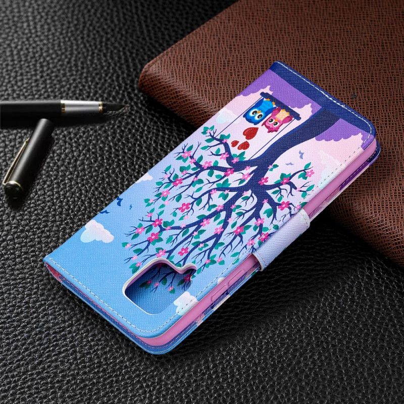 Bescherming Hoesje Samsung Galaxy A42 5G Telefoonhoesje Uilen Op De Schommel