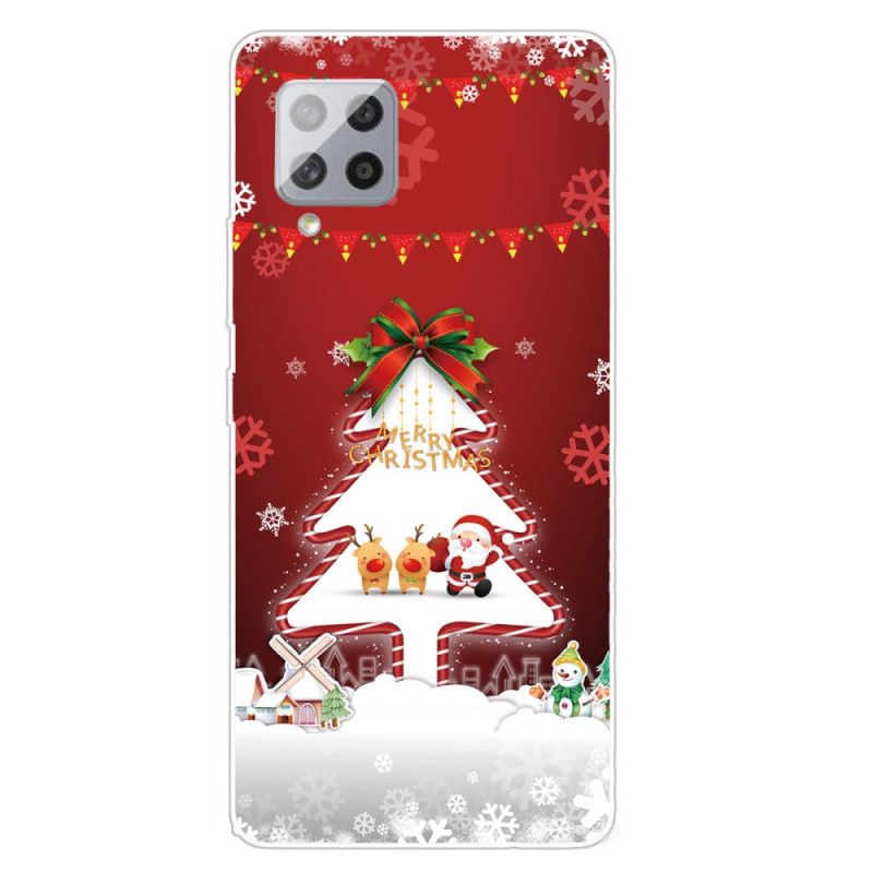 Case Hoesje Samsung Galaxy A42 5G Groen Rood Telefoonhoesje Vrolijk Kerstfeest