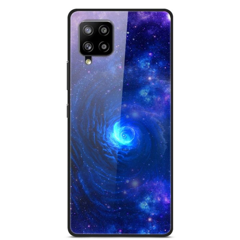 Case Hoesje Samsung Galaxy A42 5G Paars Donkerblauw Telefoonhoesje Melkwegglas En Siliconen