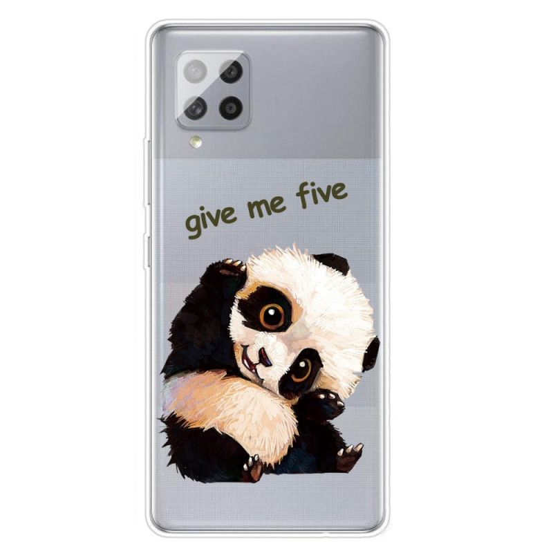 Case Hoesje Samsung Galaxy A42 5G Telefoonhoesje Doorzichtige Panda Geef Me Er Vijf