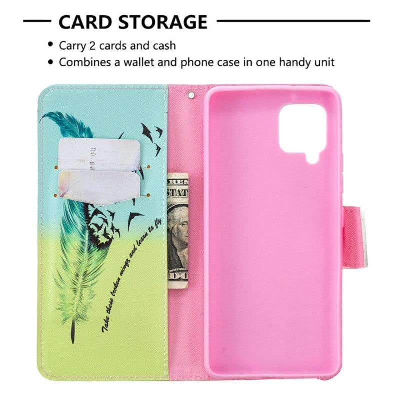Cover Folio-hoesje Samsung Galaxy A42 5G Telefoonhoesje Leren Vliegen
