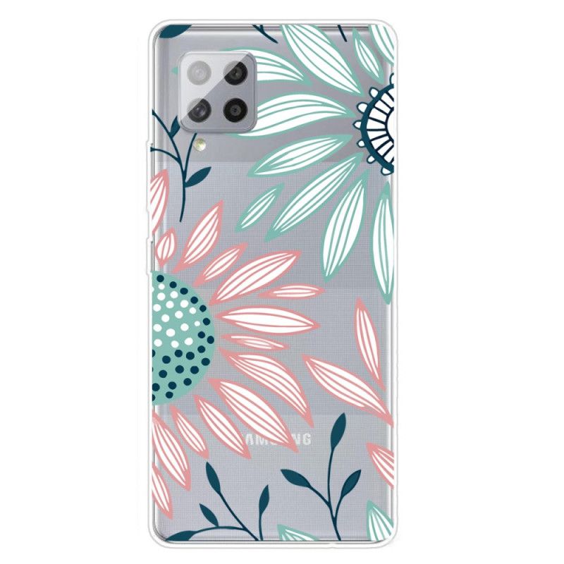 Cover Hoesje Samsung Galaxy A42 5G Telefoonhoesje Een Bloem Transparant