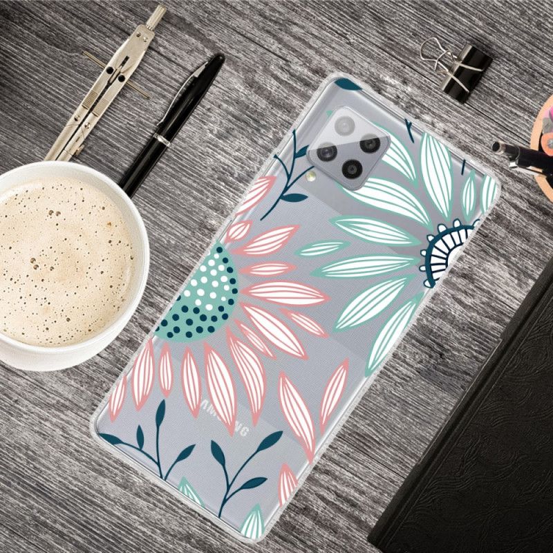 Cover Hoesje Samsung Galaxy A42 5G Telefoonhoesje Een Bloem Transparant
