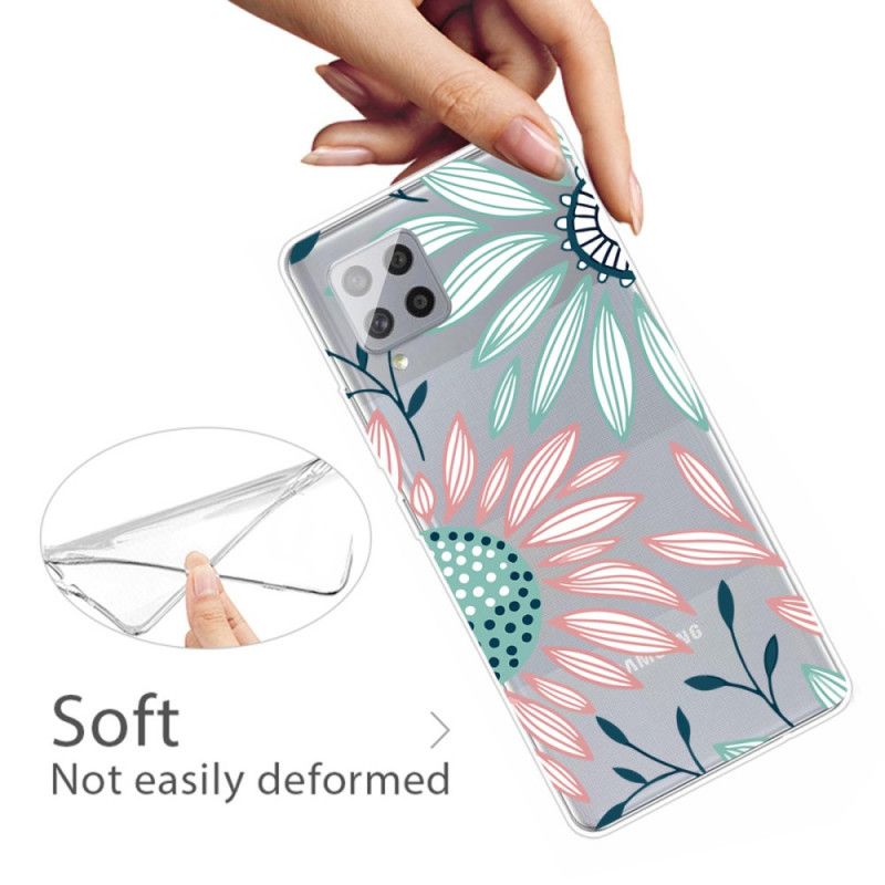 Cover Hoesje Samsung Galaxy A42 5G Telefoonhoesje Een Bloem Transparant