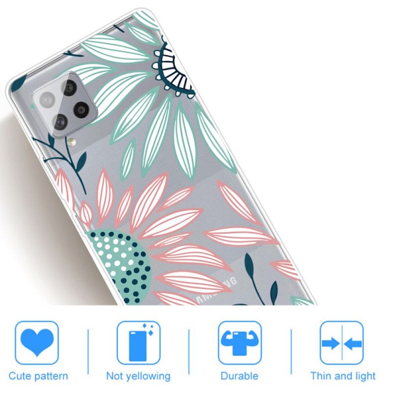 Cover Hoesje Samsung Galaxy A42 5G Telefoonhoesje Een Bloem Transparant