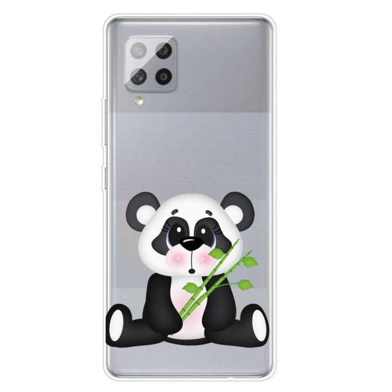 Cover Hoesje Samsung Galaxy A42 5G Telefoonhoesje Transparante Droevige Panda