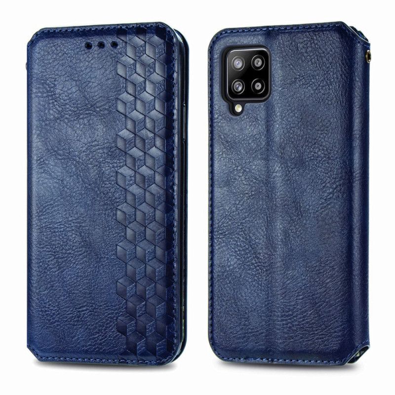 Folio-hoesje Samsung Galaxy A42 5G Grijs Zwart Leereffect Met Diamantstructuur