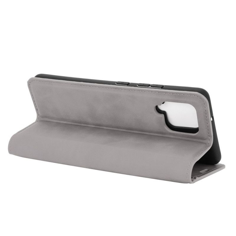 Folio-hoesje Samsung Galaxy A42 5G Grijs Zwart Zacht Leereffect