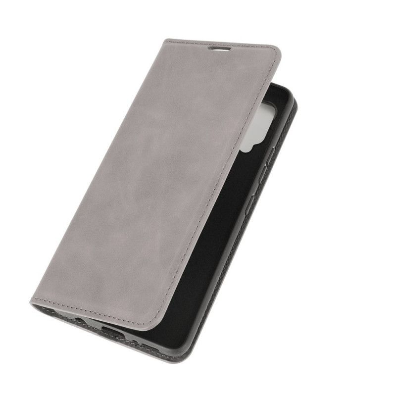 Folio-hoesje Samsung Galaxy A42 5G Grijs Zwart Zacht Leereffect