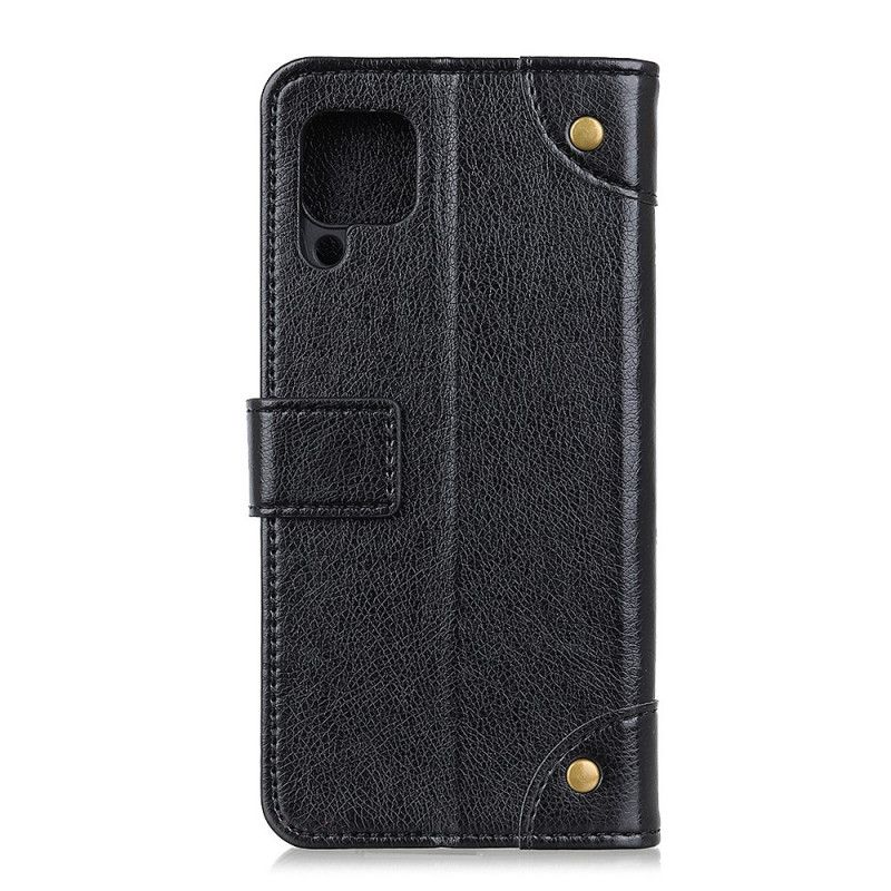 Folio-hoesje Samsung Galaxy A42 5G Rood Zwart Gespleten Nappaleren Klinknagels