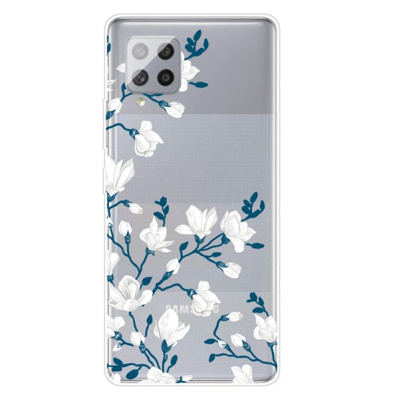 Hoesje Samsung Galaxy A42 5G Witte Bloemen