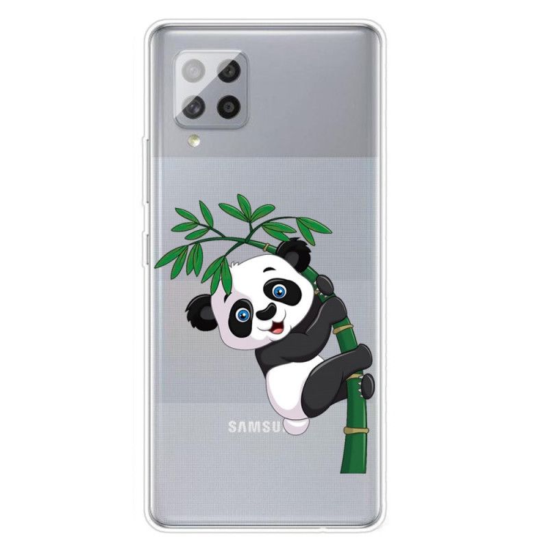 Hoesje voor Samsung Galaxy A42 5G Transparante Panda Op Bamboe