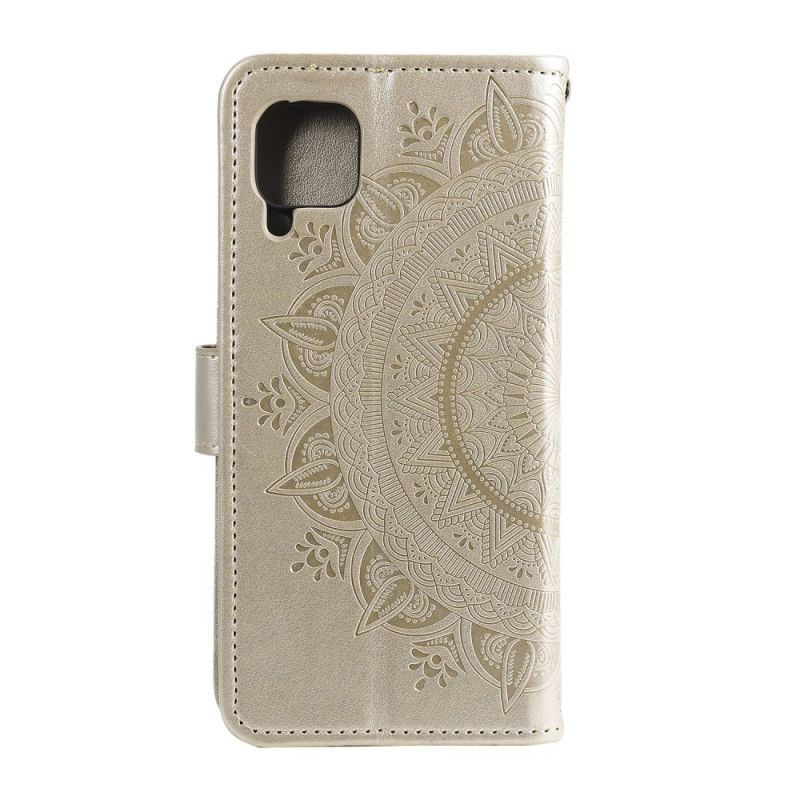 Leren Hoesje Samsung Galaxy A42 5G Rood Grijs Zon Mandala