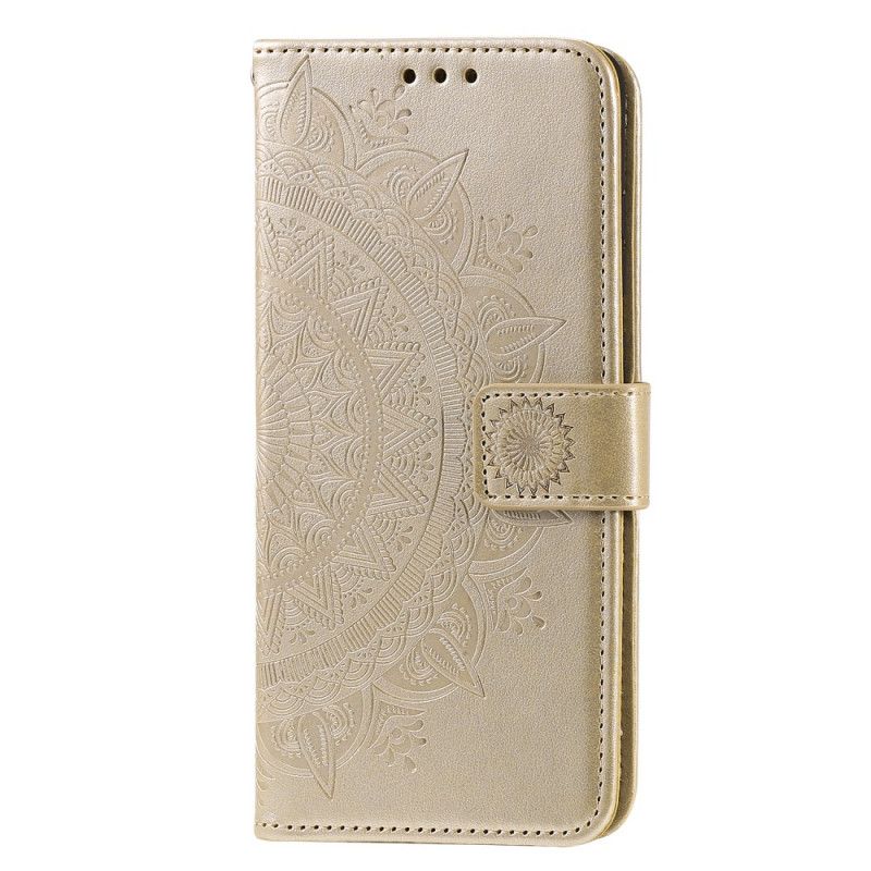 Leren Hoesje Samsung Galaxy A42 5G Rood Grijs Zon Mandala