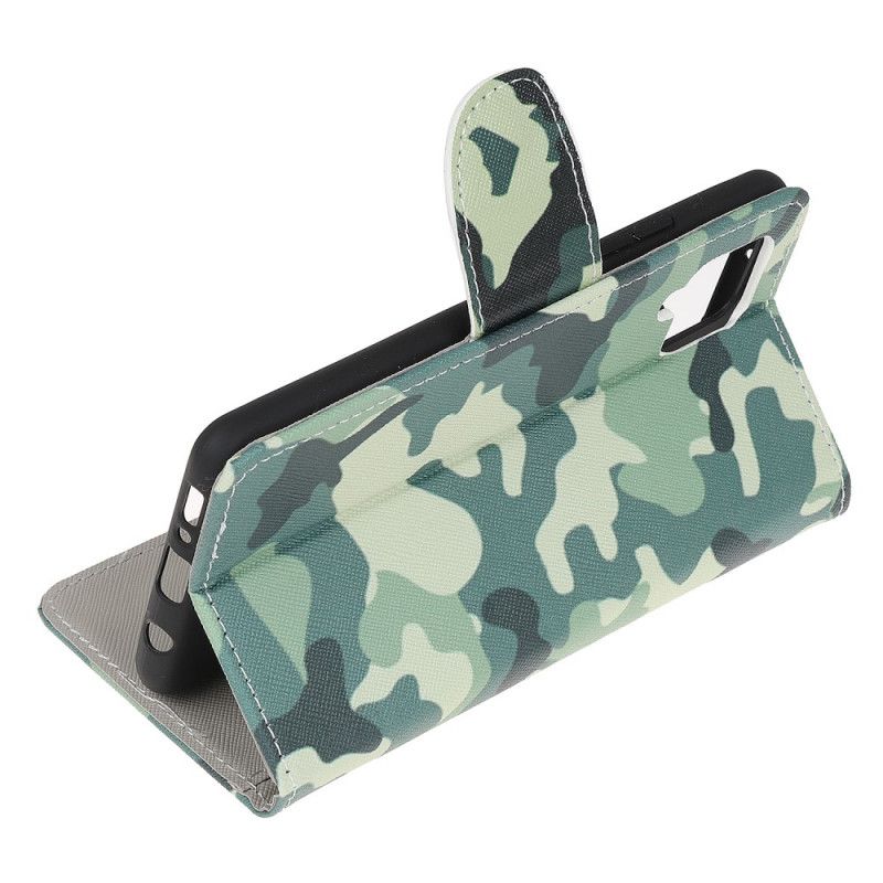 Leren Hoesje Samsung Galaxy A42 5G Telefoonhoesje Militaire Camouflage