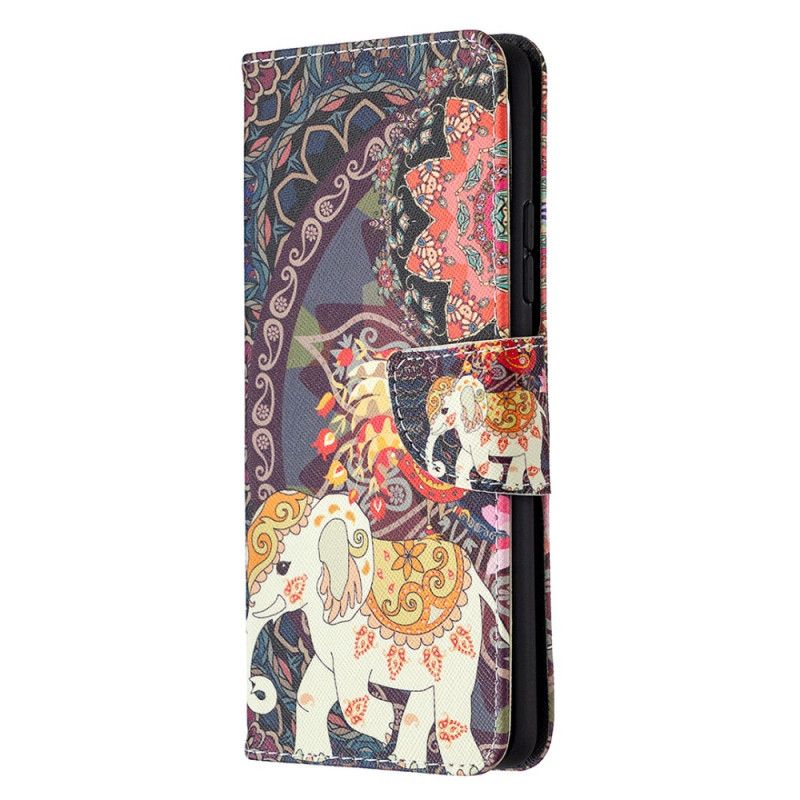 Leren Hoesje voor Samsung Galaxy A42 5G Indische Olifant