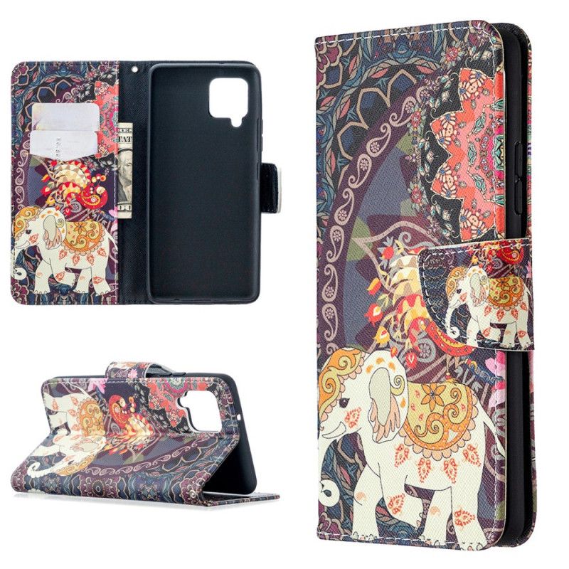 Leren Hoesje voor Samsung Galaxy A42 5G Indische Olifant