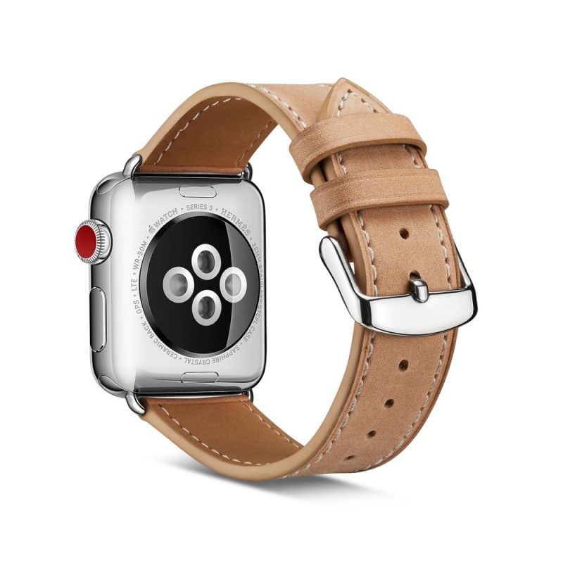 Apple Horlogeband 44/42 Mm Echt Lederen Stiksels