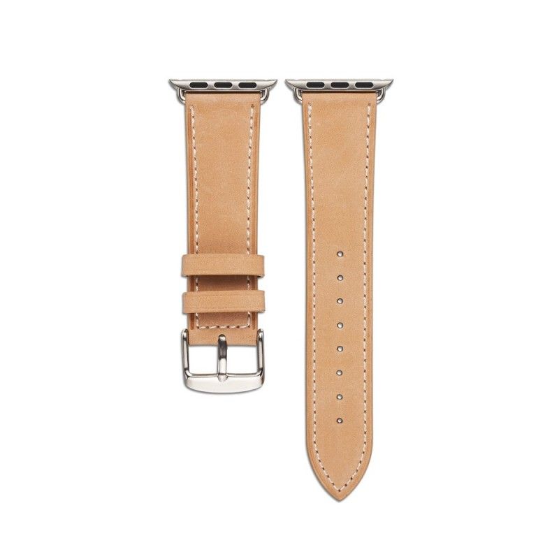 Apple Horlogeband 44/42 Mm Echt Lederen Stiksels