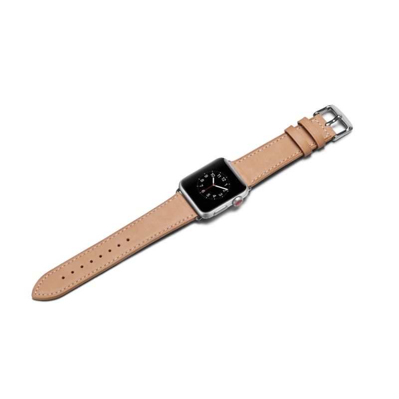 Apple Horlogeband 44/42 Mm Echt Lederen Stiksels