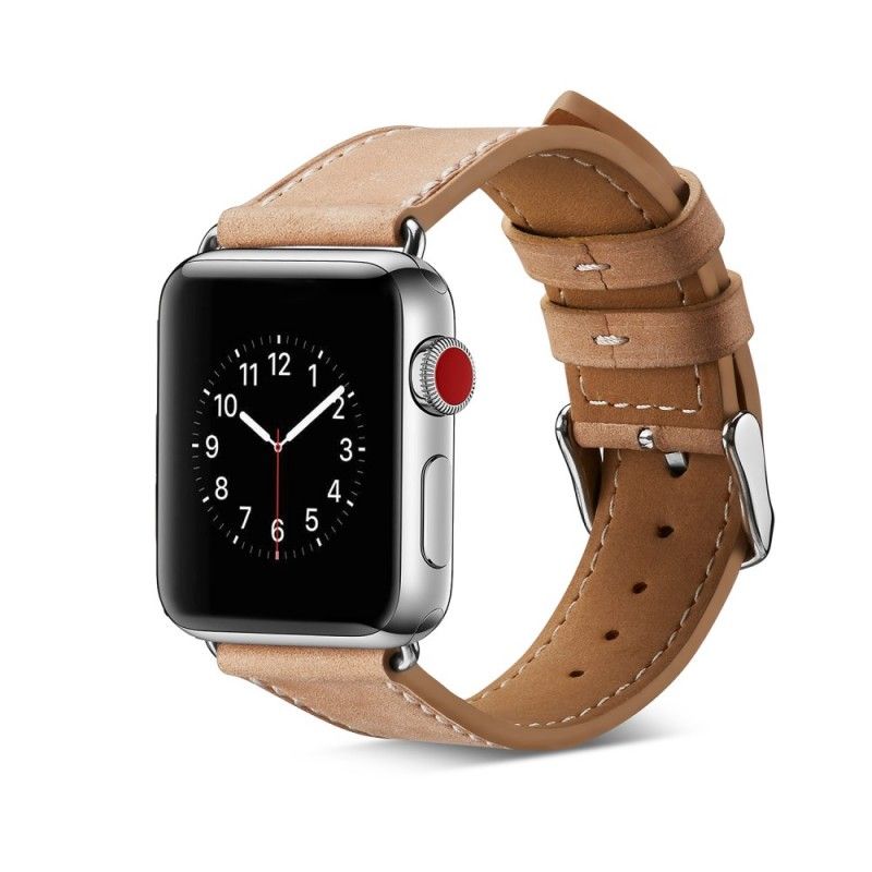 Apple Horlogeband 44/42 Mm Echt Lederen Stiksels