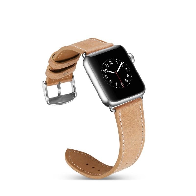 Apple Horlogeband 44/42 Mm Echt Lederen Stiksels