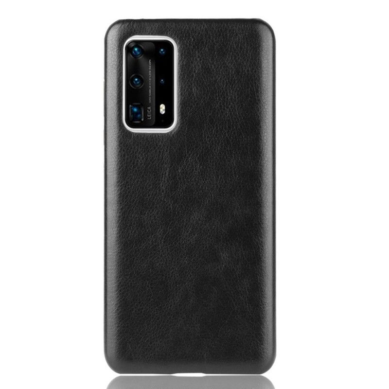 Hoesje Huawei P40 Pro Plus Grijs Zwart Prestatie Lychee Leereffect