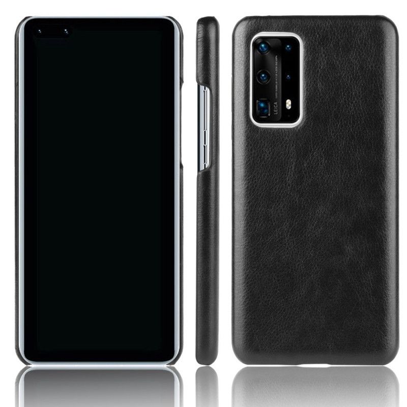 Hoesje Huawei P40 Pro Plus Grijs Zwart Prestatie Lychee Leereffect