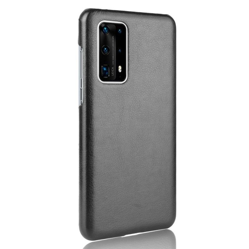 Hoesje Huawei P40 Pro Plus Grijs Zwart Prestatie Lychee Leereffect