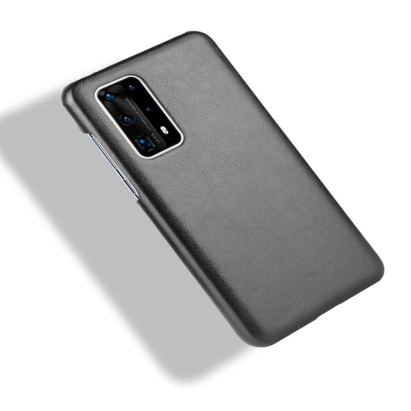 Hoesje Huawei P40 Pro Plus Grijs Zwart Prestatie Lychee Leereffect