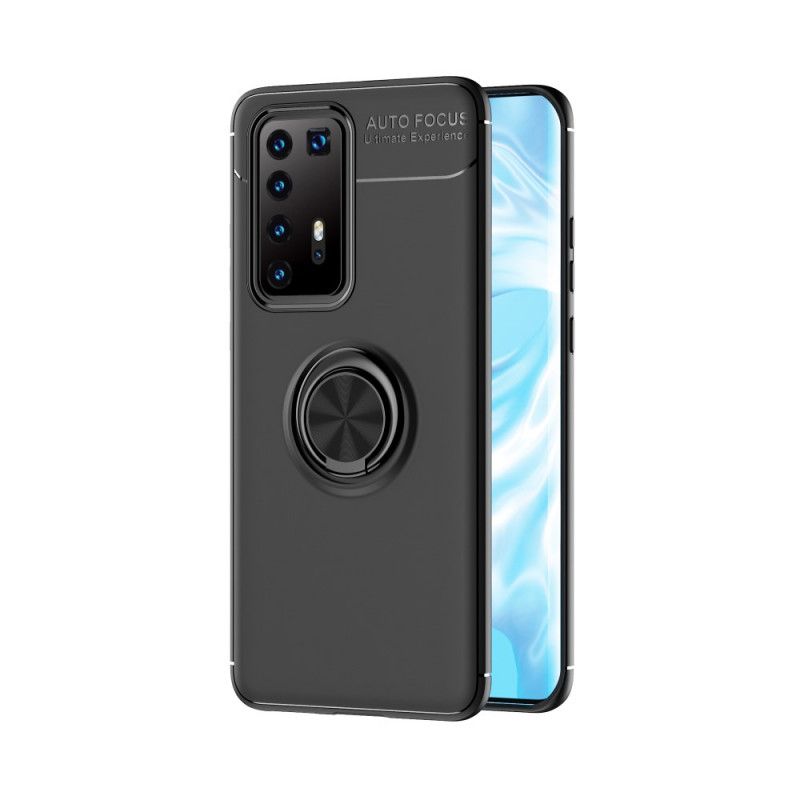 Hoesje Huawei P40 Pro Plus Rood Zwart Roterende Ring