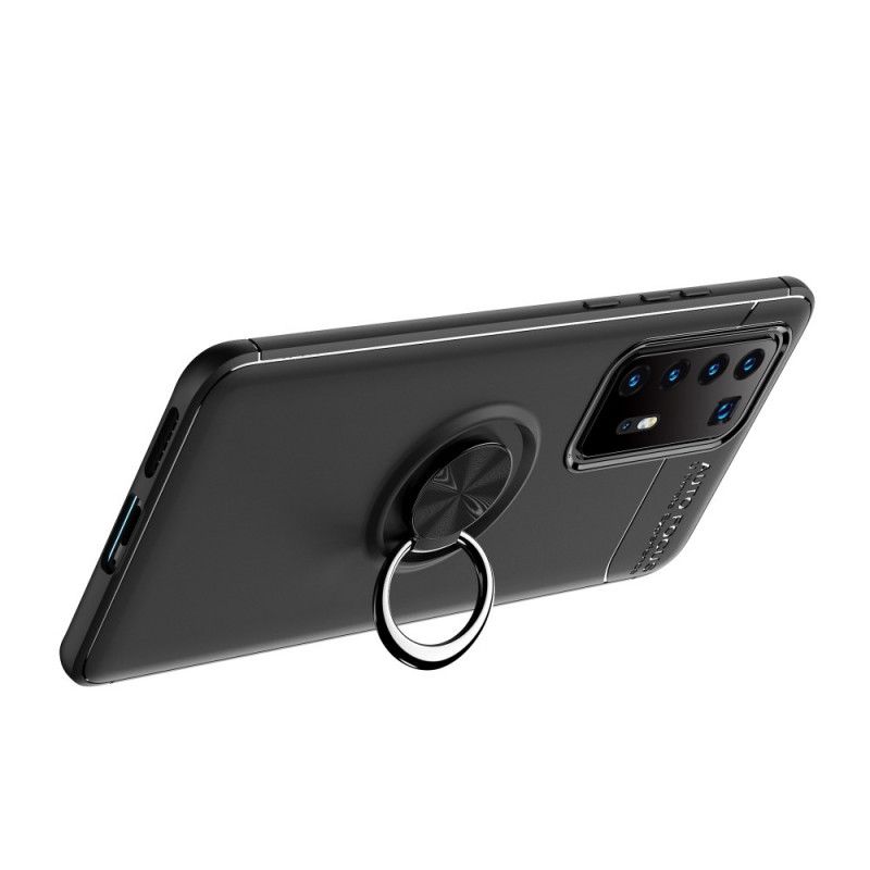 Hoesje Huawei P40 Pro Plus Rood Zwart Roterende Ring