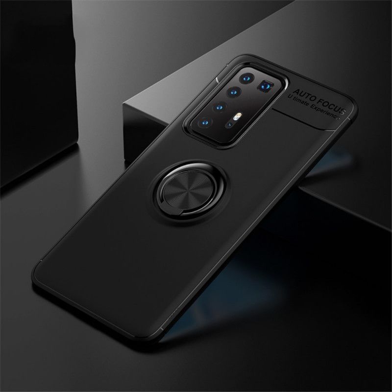 Hoesje Huawei P40 Pro Plus Rood Zwart Roterende Ring