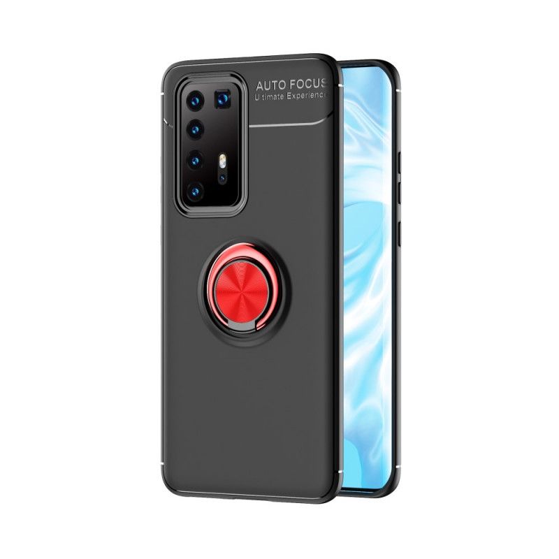 Hoesje Huawei P40 Pro Plus Rood Zwart Roterende Ring