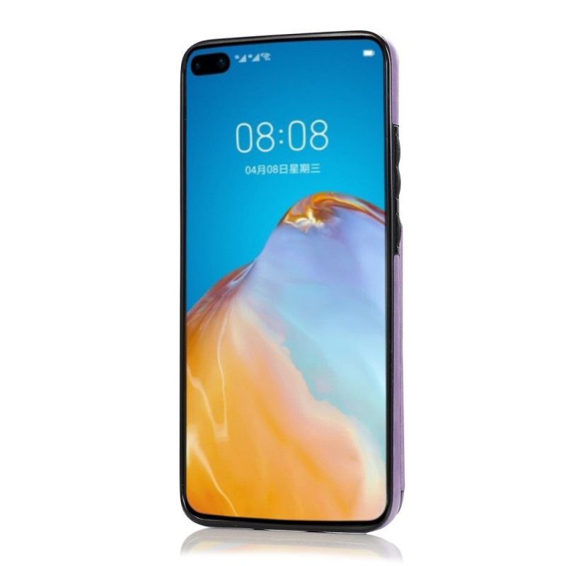 Hoesje voor Huawei P40 Pro Plus Cyaan Grijs Kaarthouder Met Mandala-Print