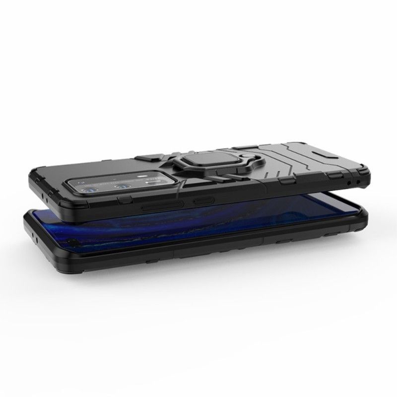 Hoesje voor Huawei P40 Pro Plus Rood Zwart Resistente Ring