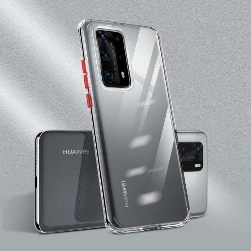 Hoesje voor Huawei P40 Pro Plus Rood Zwart Transparant Gekleurde Knopen