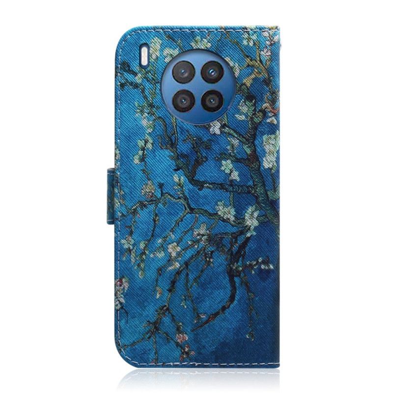Flip Case Leren Huawei Nova 8i / Honor 50 Lite Bloeiende Boomtak
