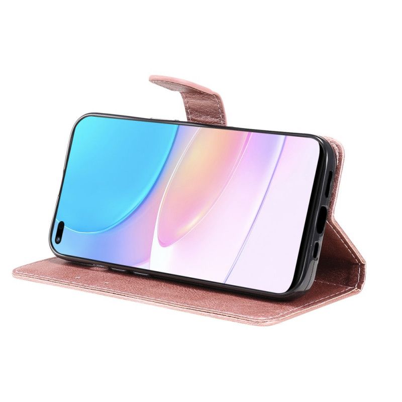 Flip Case Leren Huawei Nova 8i / Honor 50 Lite Lederen Band Met Effect