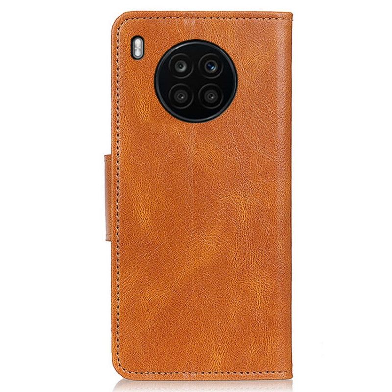 Flip Case Leren Huawei Nova 8i / Honor 50 Lite Omkeerbare Sluiting Met Leereffect