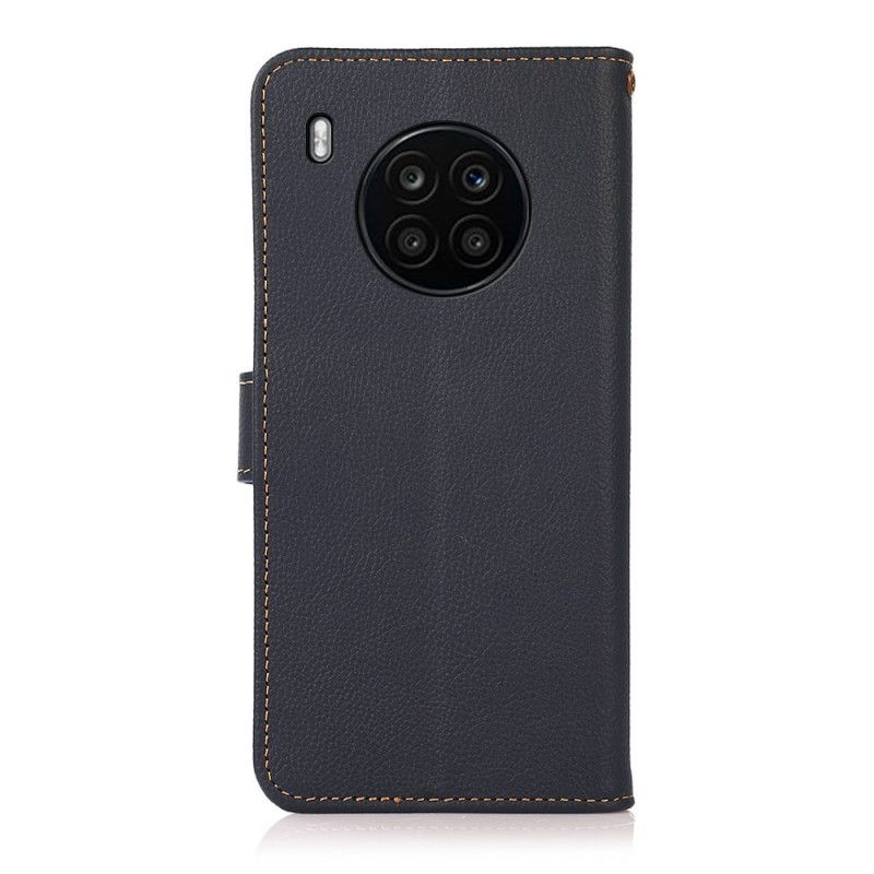 Leren Hoesje Huawei Nova 8i / Honor 50 Lite Echt Leer Khazneh Rfid Bescherming Hoesje
