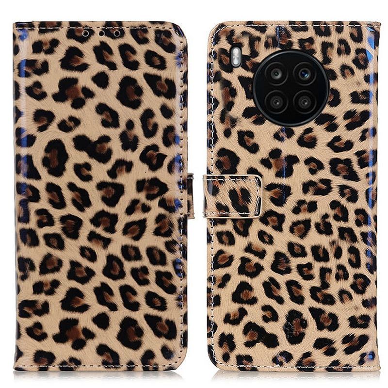 Leren Hoesje Huawei Nova 8i / Honor 50 Lite Eenvoudige Leopard Bescherming Hoesje