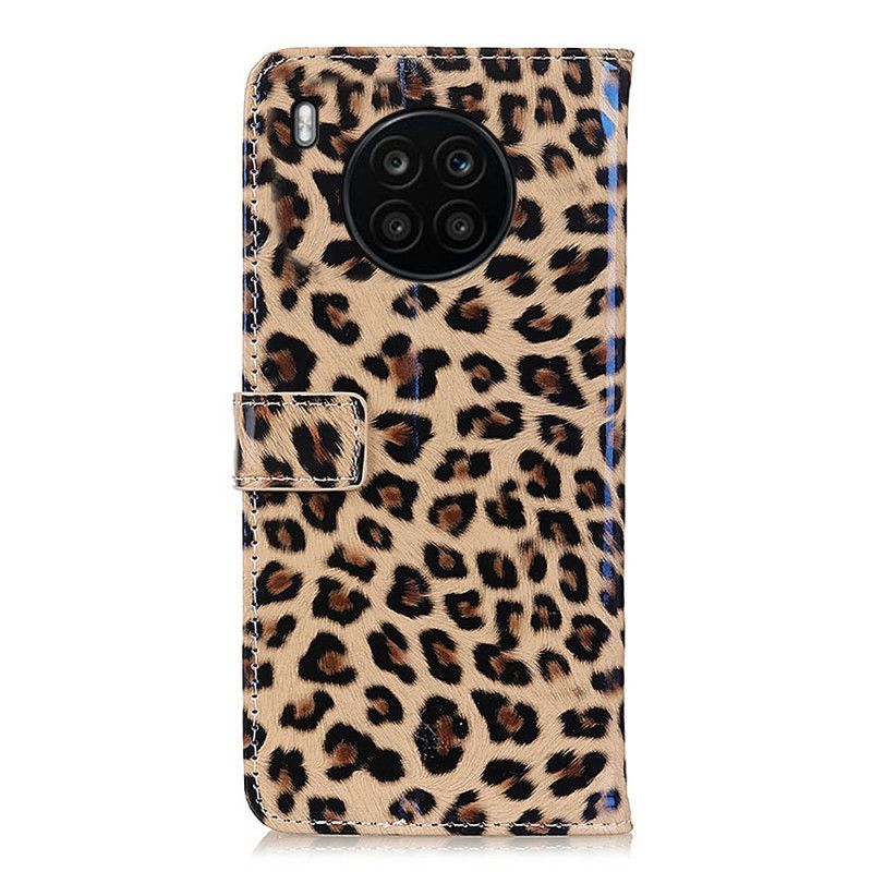 Leren Hoesje Huawei Nova 8i / Honor 50 Lite Eenvoudige Leopard Bescherming Hoesje