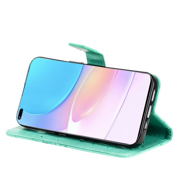 Leren Hoesje Huawei Nova 8i / Honor 50 Lite Grote Stringvlinders Bescherming Hoesje