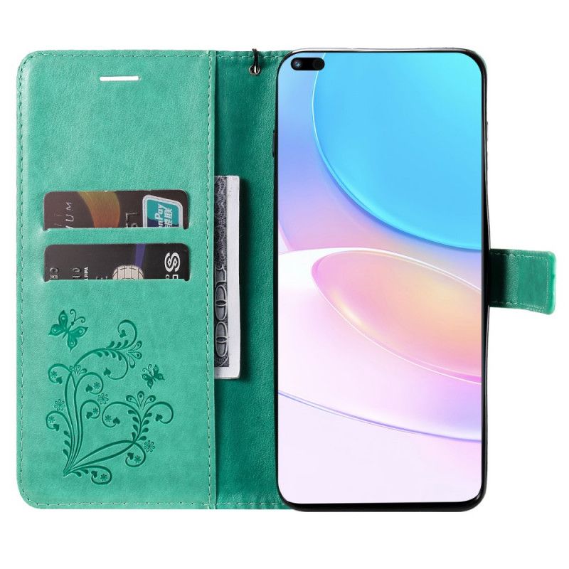 Leren Hoesje Huawei Nova 8i / Honor 50 Lite Grote Stringvlinders Bescherming Hoesje