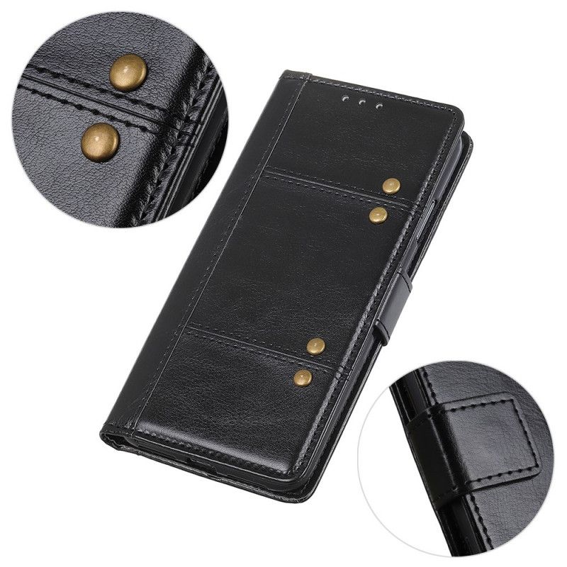 Cover Folio-hoesje Huawei Mate 40 Pro Rood Zwart Telefoonhoesje Antiek Leereffect Met Klinknagels